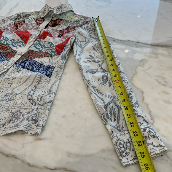 ETRO WHITE MULTI COTTON SHIRT SIZE IT 44 / US 8 NWTS! - Picture 14 of 17